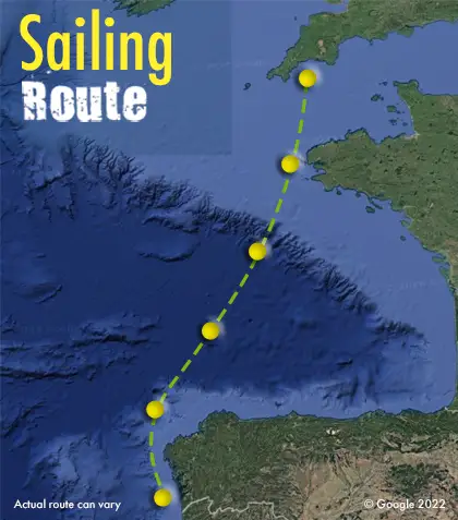 Bay of Biscay sailing route map