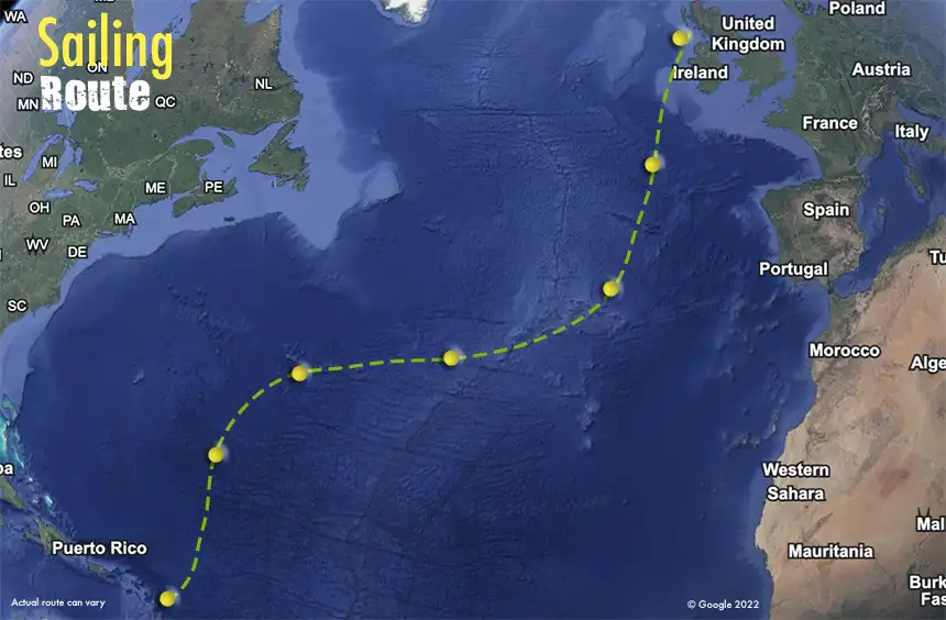 atlantic sailing route map