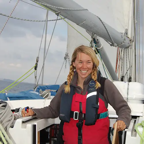 Sailing instructor on yacht