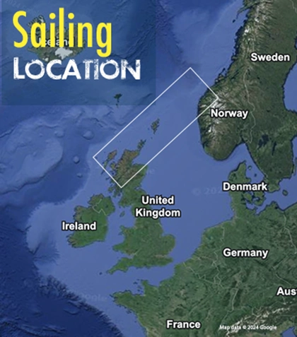 Schottland nach Norwegen Segelgebiet Karte