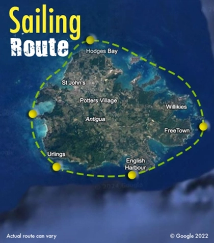 Antigua sailing route map