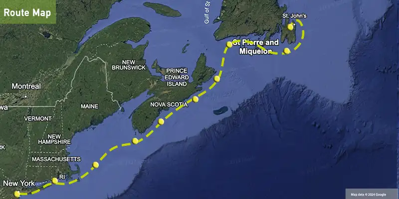 new york to newfoundland map